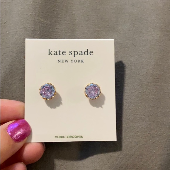 kate spade Jewelry - Kate Spade that sparkle round earrings lilac NWT